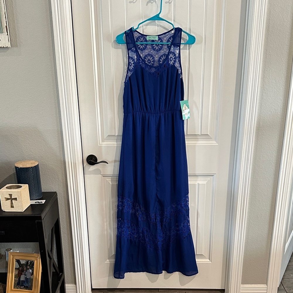 Elegant Blue Lace Womens Dress